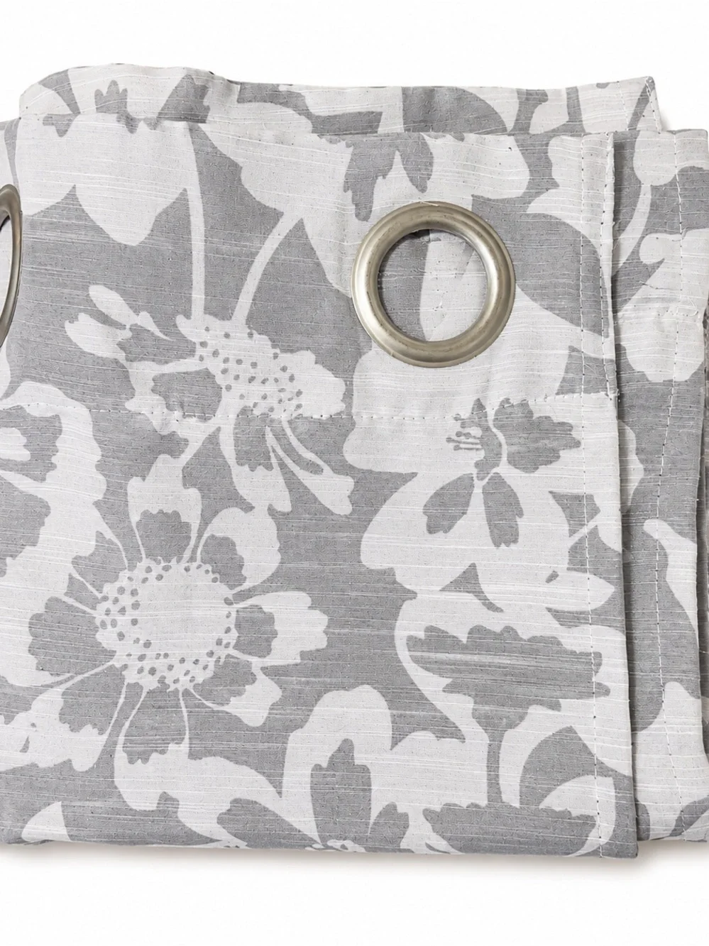 Kohl's Gray and White Floral Grommet Curtain Panel